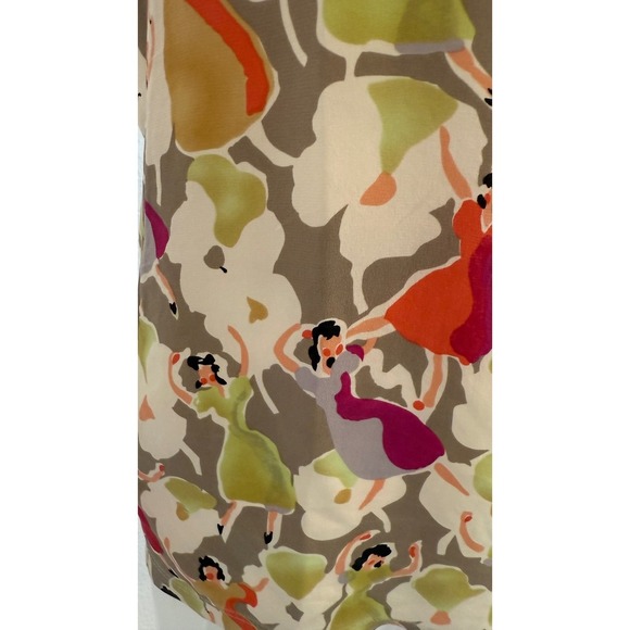 Ted Baker Silk Ruched Sheath Dress Sz 2 Dancing Ladies - Picture 13 of 15